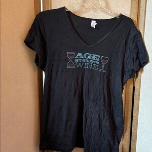 Black V-Neck Women's Top xl